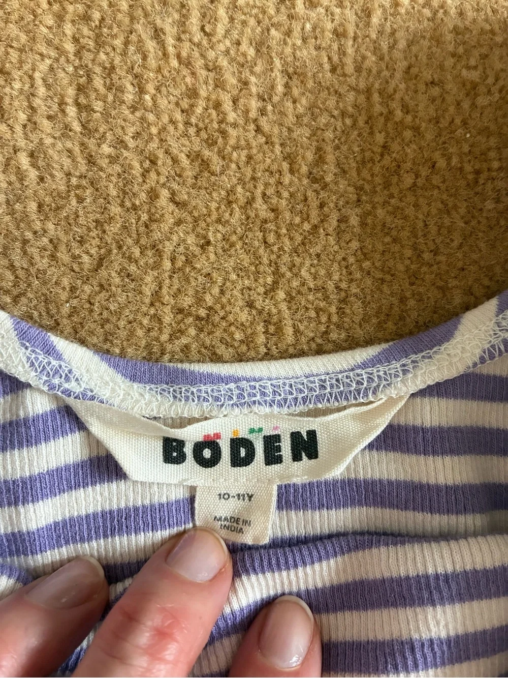 Mini Bode  Striped Long-Sleeve Dress with Purple Tulle Skirt size 10-11